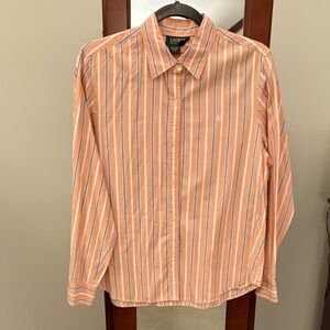 Lauren Ralph Lauren Ladies Peach and White Striped Shirt